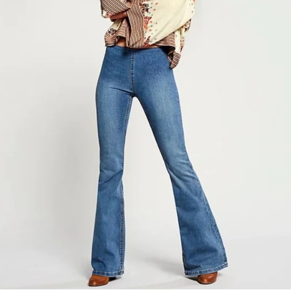 Free People Dark Blue High-Rise Jeggings